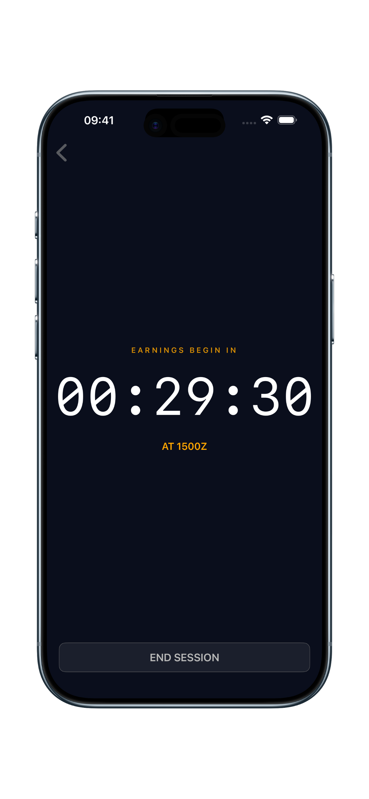 OverBlock session screen showing the live countdown state